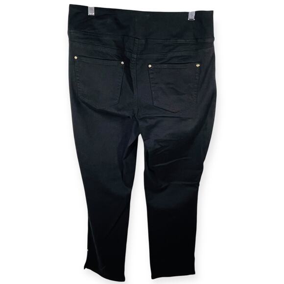 Belle by Kim Gravel Pull On Jeans Black High Rise Ankle Slit Tall Size 12 - Picture 4 of 11